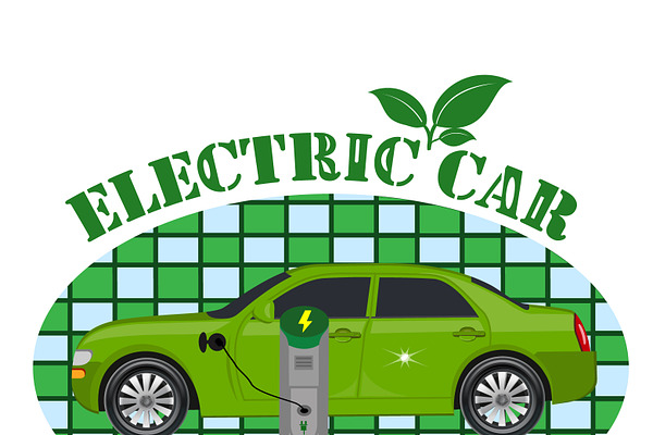 electric car emblem, vector