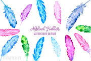 Watercolor Abstract Feather Clip Art