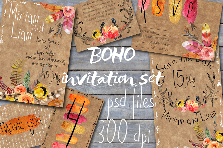 Boho style~Wedding Invitations in Wedding Templates - product preview 8
