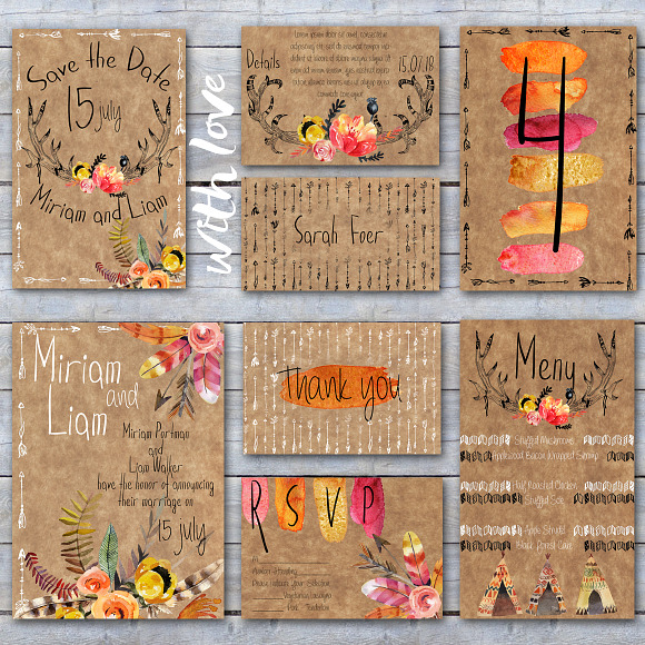 Boho style~Wedding Invitations in Wedding Templates - product preview 1