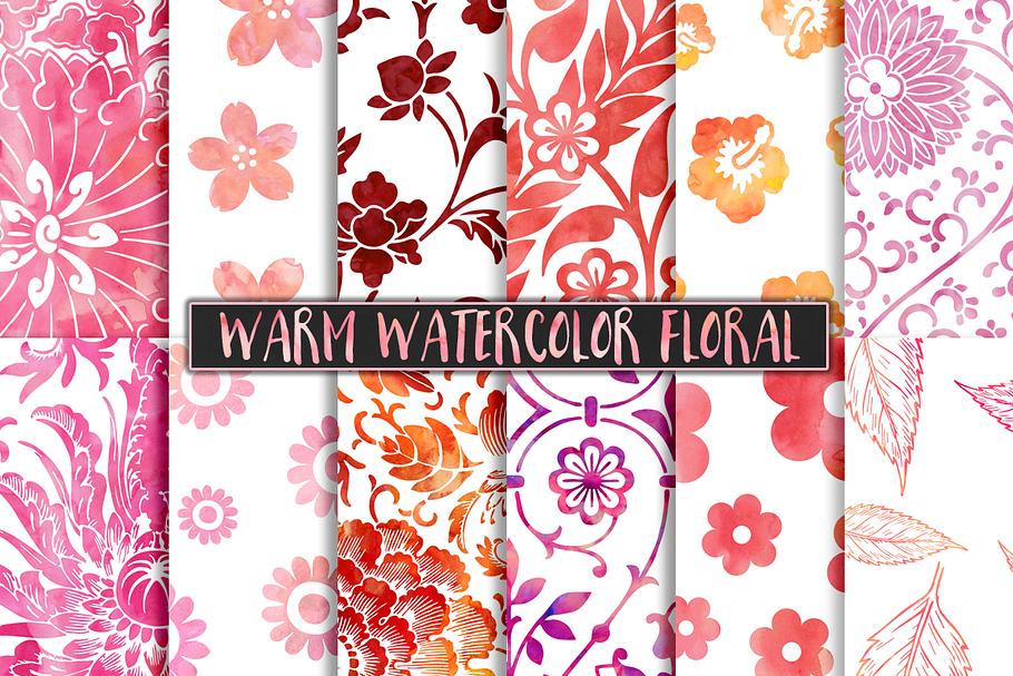 Warm Watercolor Floral Patterns in Patterns - product preview 8