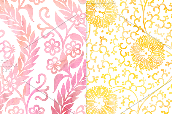 Warm Watercolor Floral Patterns in Patterns - product preview 3