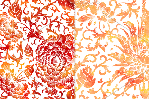 Warm Watercolor Floral Patterns in Patterns - product preview 4