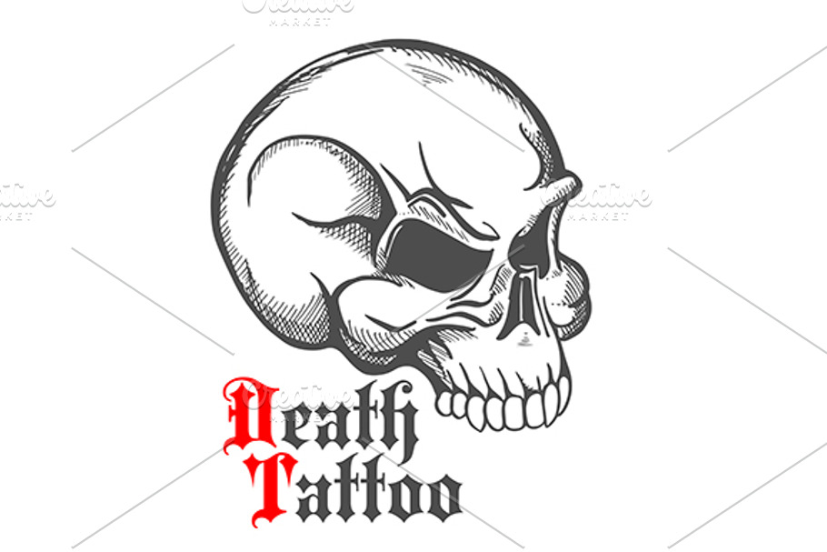 Vintage sketch of human skull in Graphics - product preview 8