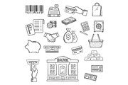 Money, banking and shopping icons