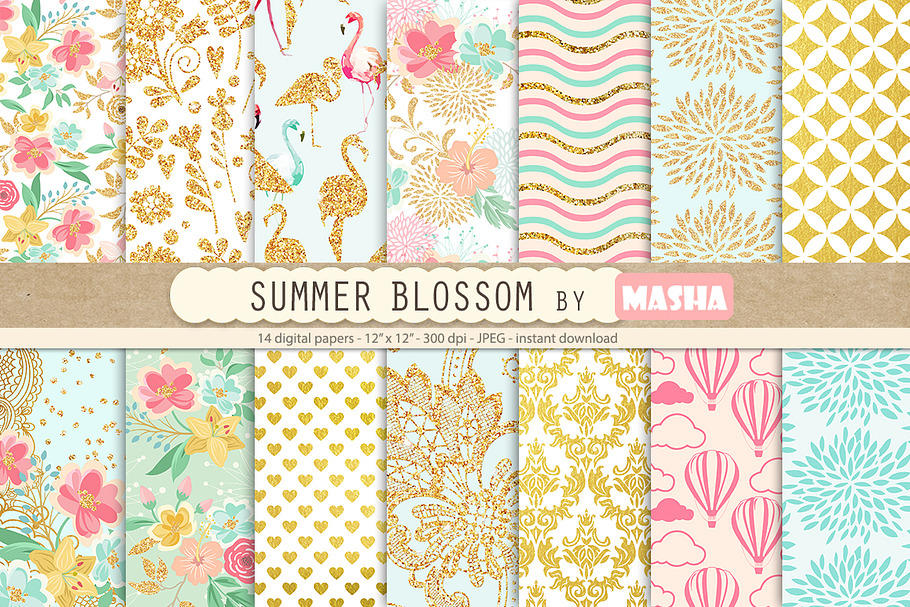 SUMMER BLOSSOM  digital papers in Patterns - product preview 8