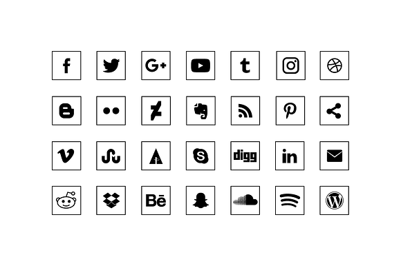 Black & White Social Media Icons in Black And White Icons - product preview 2