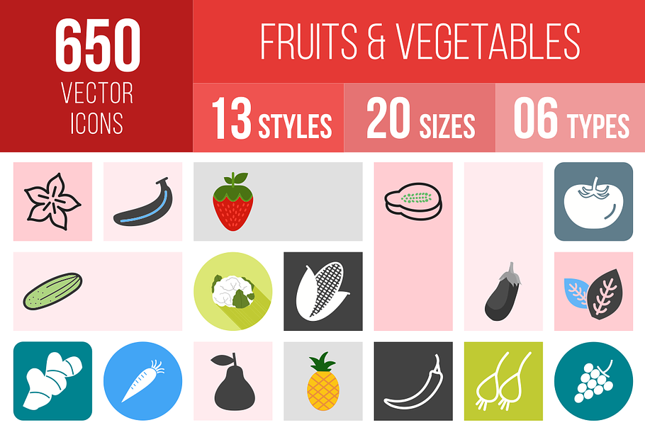 650 Fruits & Vegetables Icons