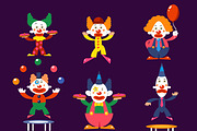 Colourful cartoon clows