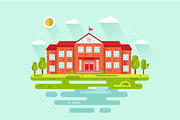Landscape with School Vector
