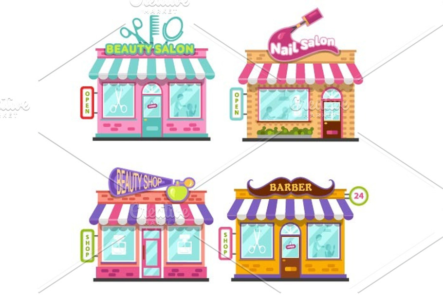Shops with Signboards Vector in Illustrations - product preview 8
