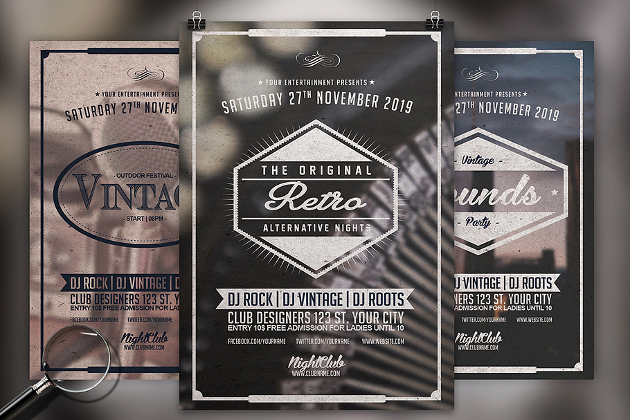 Vintage Night  | 3in1 Flyer Template