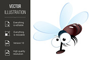 Cartoon style illustration of a fly
