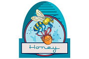 Bee Carrying Honey Pot Skep Circle 