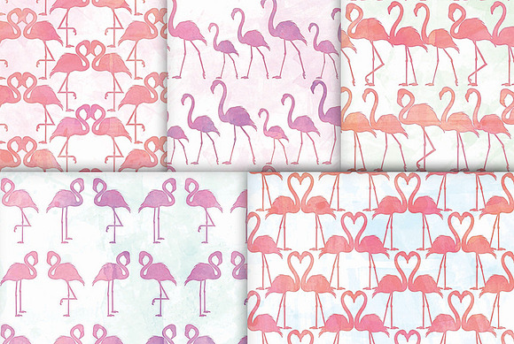 Pink Flamingo Watercolor Patterns in Patterns - product preview 2