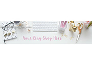 Gold & Pink Etsy Banner Styled Stock