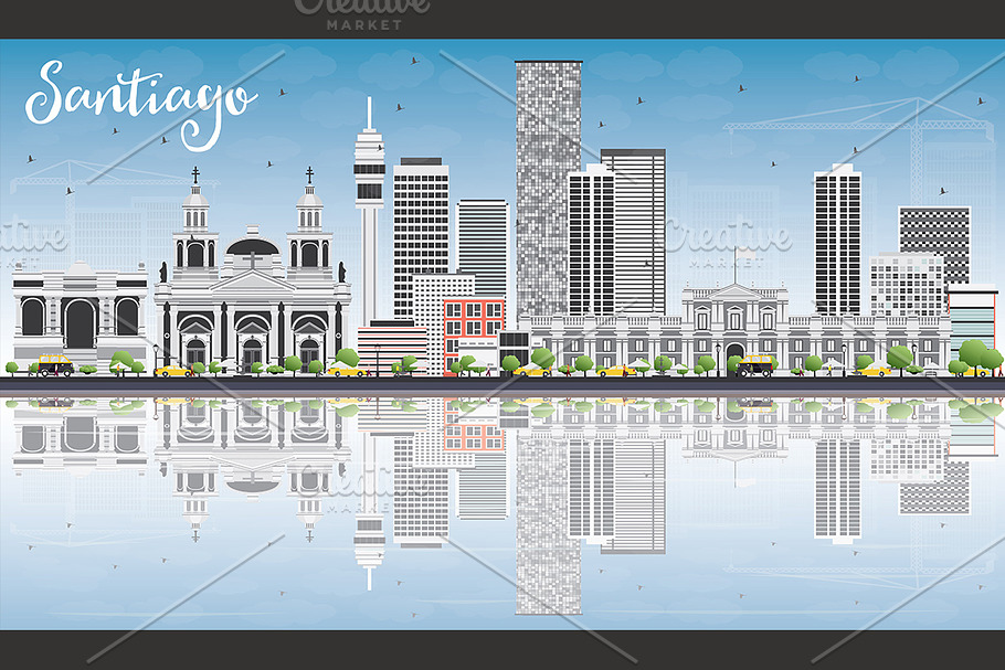 Santiago Chile Skyline in Illustrations - product preview 8