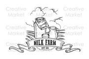 Milk farm hand drawn 2 labels