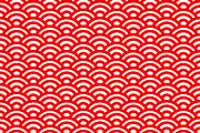 Red and white waves,japanese pattern