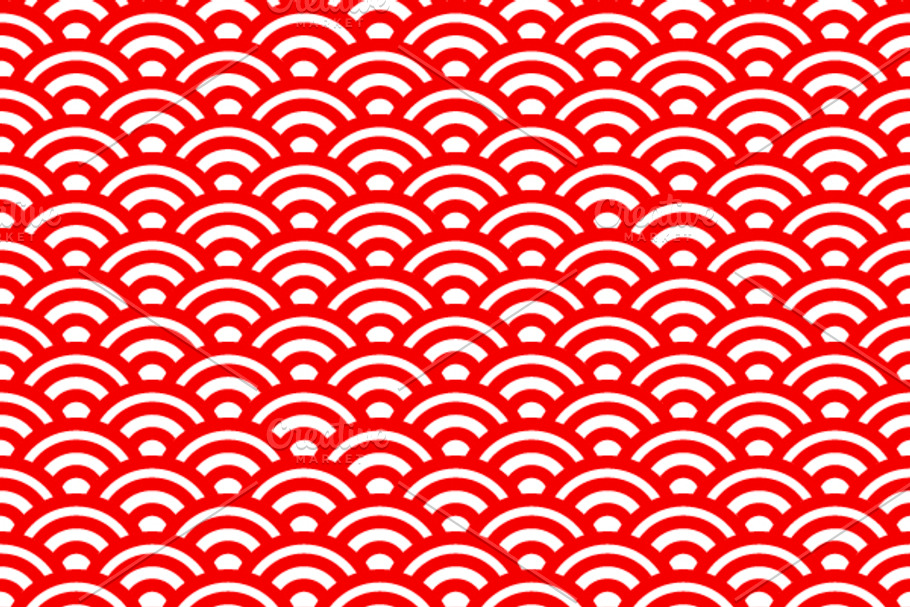 Red and white waves,japanese pattern in Patterns - product preview 8