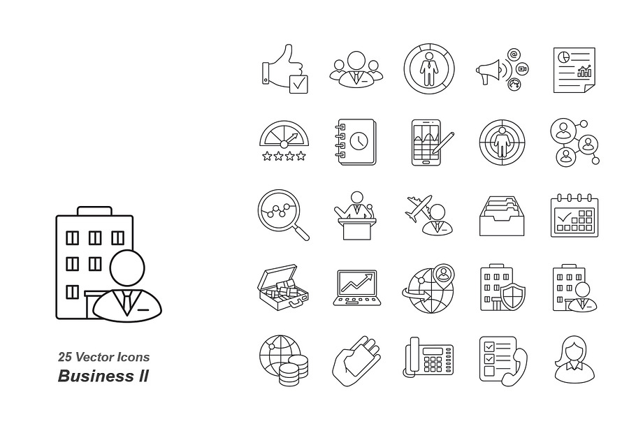 Business II outlines vector icons