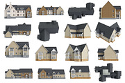 Set houses facade, isolated