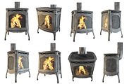 Set classic fireplace, isolated