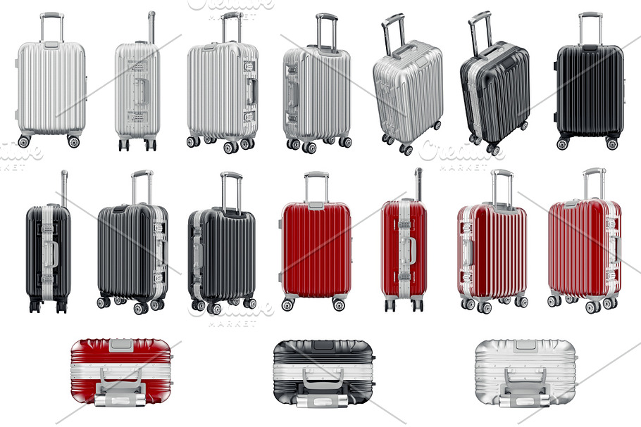 Set luggage travel, isolated