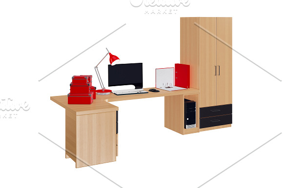 Furniture set for working, isolated in Objects - product preview 6