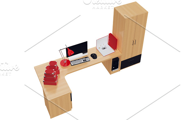 Furniture set for working, isolated in Objects - product preview 7
