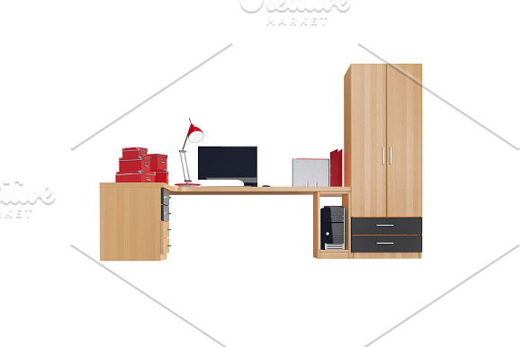 Furniture set for working, isolated in Objects - product preview 8