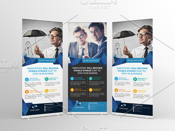 Roll Up Banner Bundle 5 in 1 in Flyer Templates - product preview 3