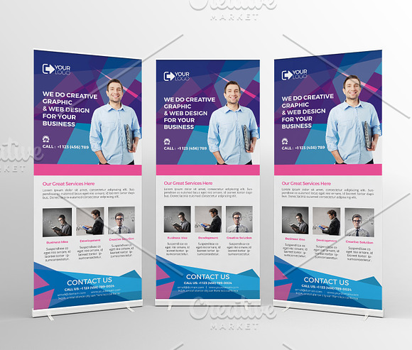 Roll Up Banner Bundle 5 in 1 in Flyer Templates - product preview 4