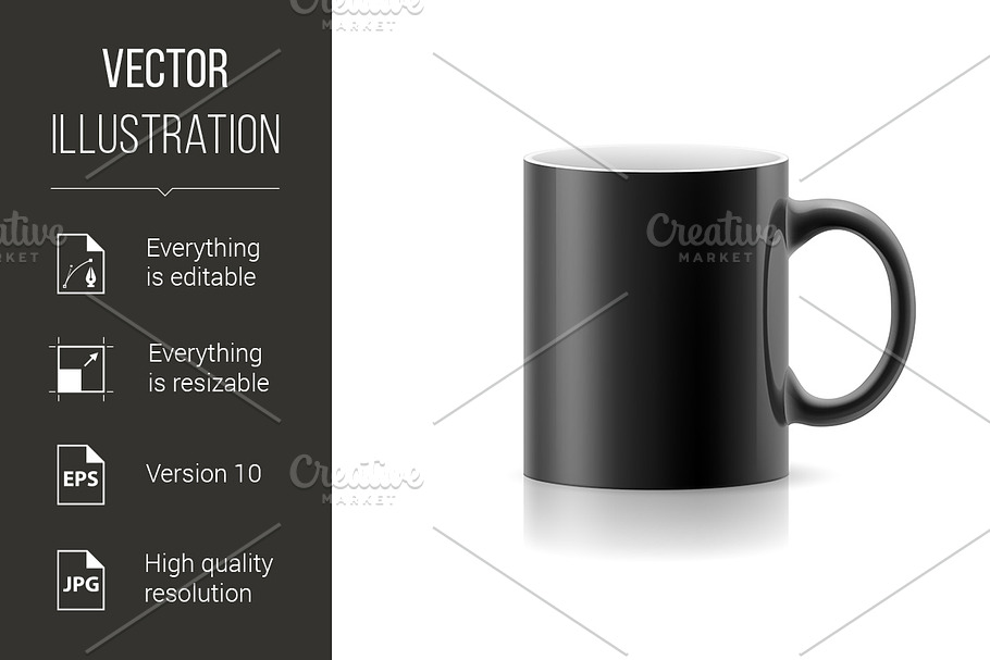 Black mug on white in Graphics - product preview 8