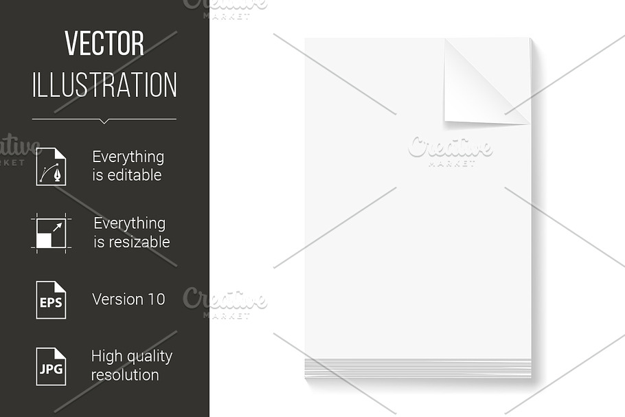 Stack of blank papers in Graphics - product preview 8