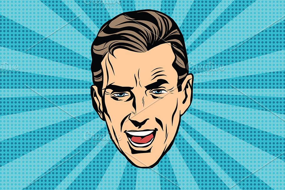 retro head man pop art poster in Illustrations - product preview 8
