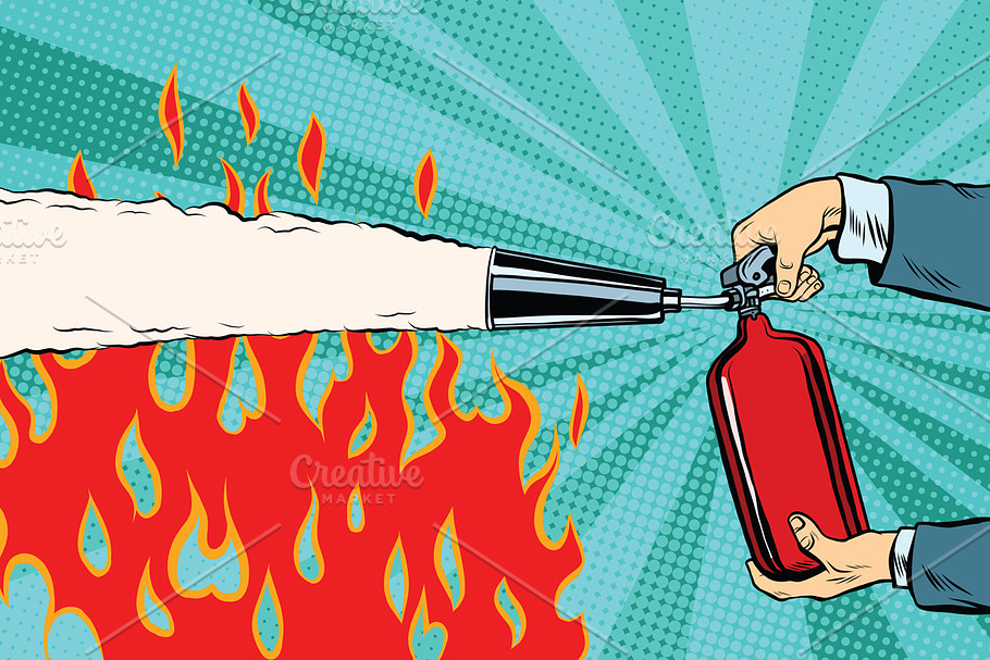Extinguish flames fire extinguisher in Illustrations - product preview 8