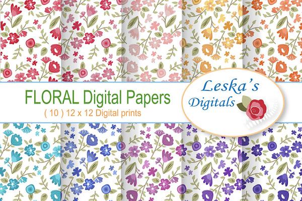 Digital Paper - Flower Patterns