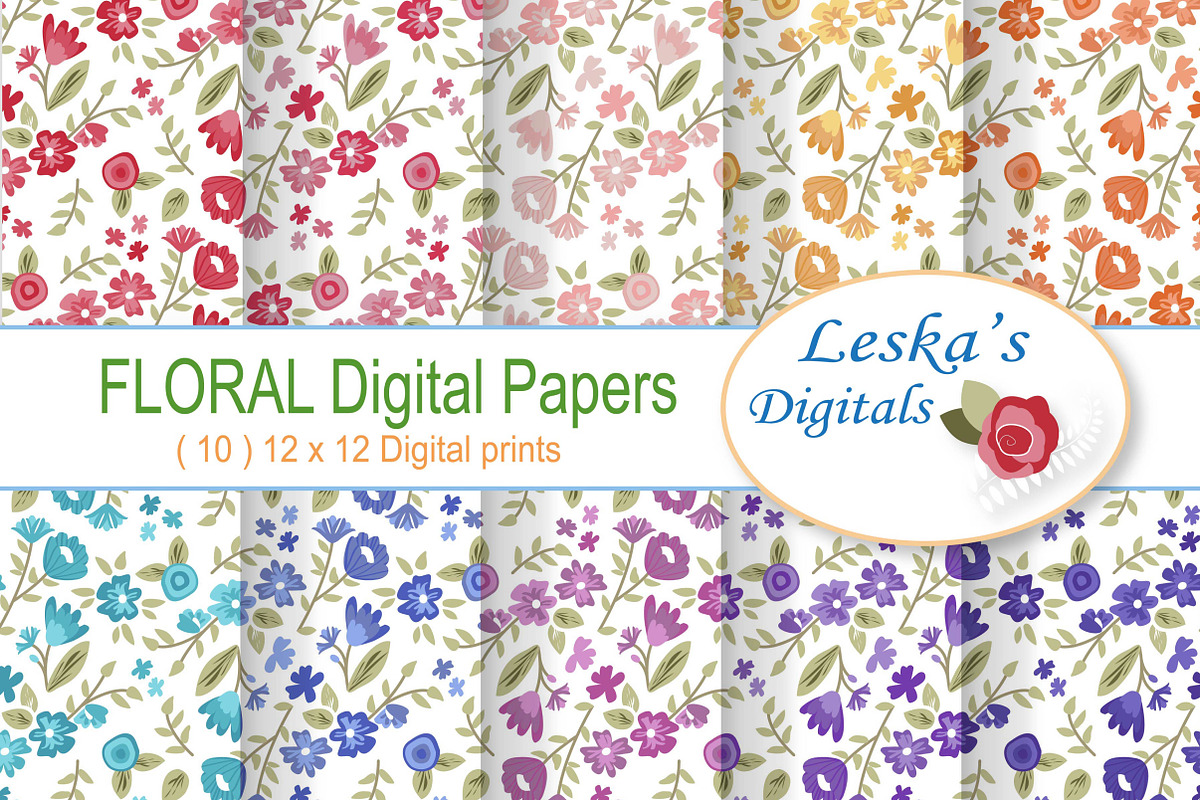 Digital Paper - Flower Patterns in Patterns - product preview 8
