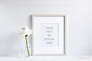 Picture Frame mockup White Peony