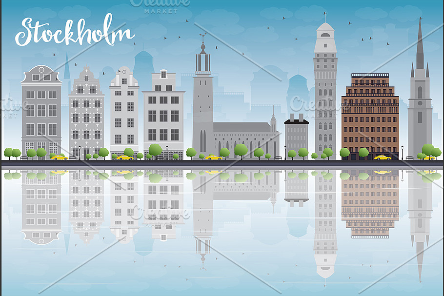 Stockholm Skyline in Illustrations - product preview 8