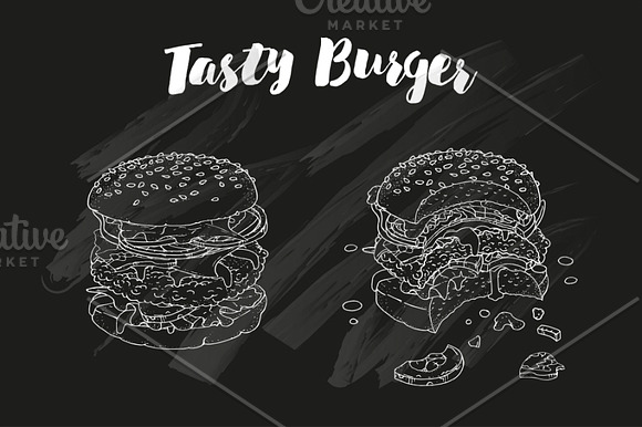 Big Burger Doodle set in Illustrations - product preview 3