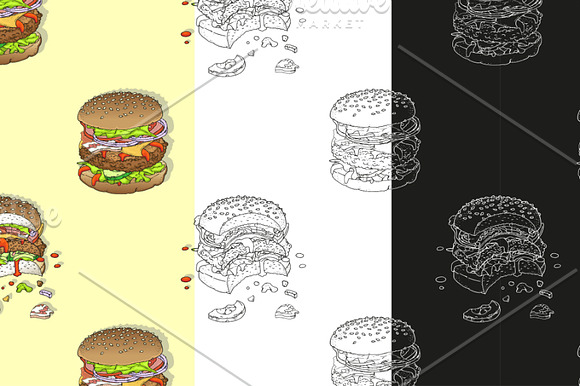Big Burger Doodle set in Illustrations - product preview 7