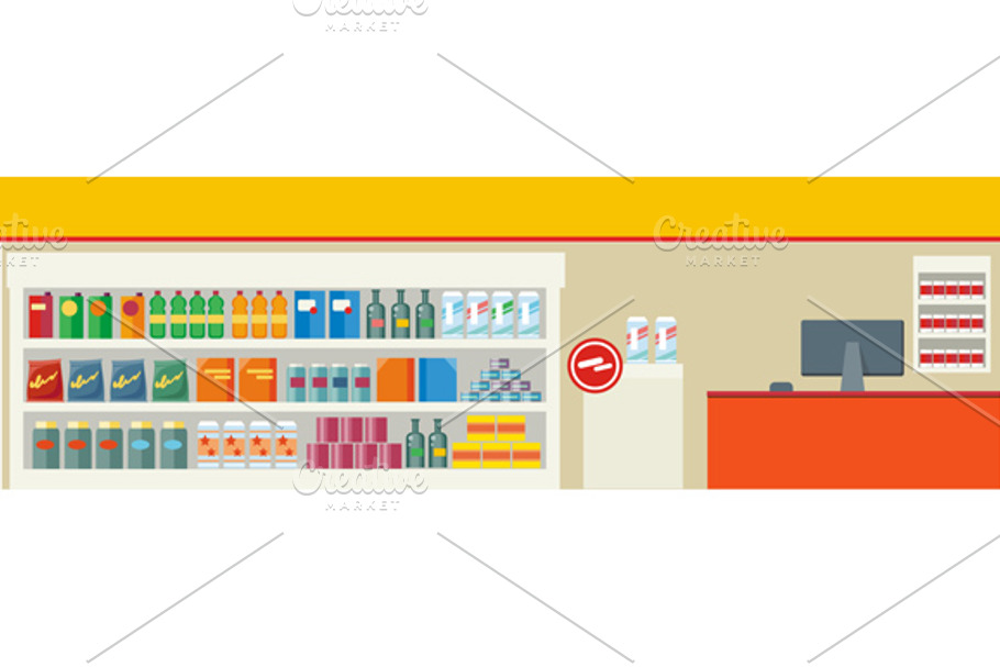 Grocery Store with a Showcase in Illustrations - product preview 8