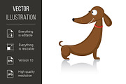 Cartoon funny dog breed dachshund