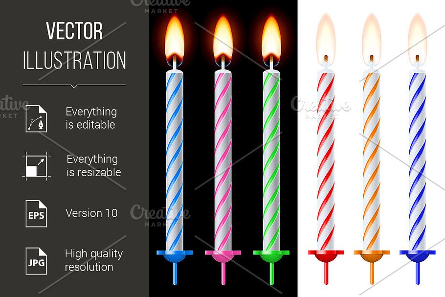 Colorful holiday candles in Graphics - product preview 8