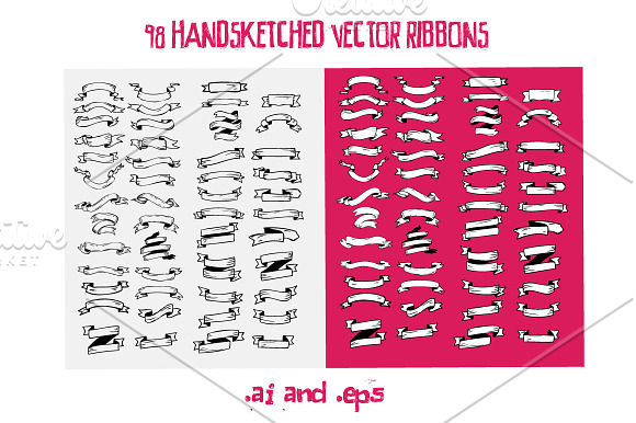 98 Handsketched Ribbons in Illustrations - product preview 2