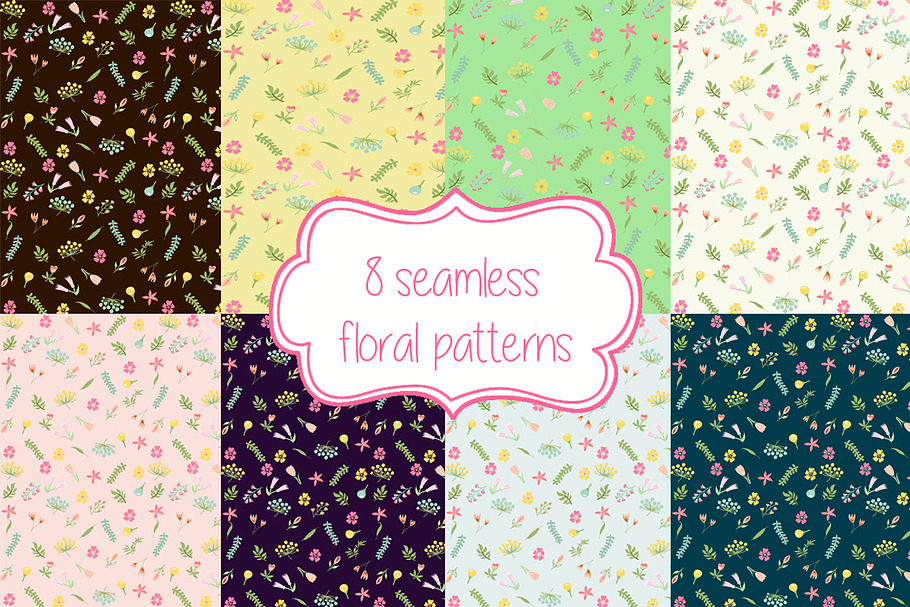 Set of floral patterns in Patterns - product preview 8