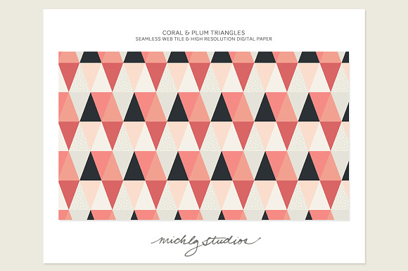 Coral & Plum Triangle web tiles & di in Patterns - product preview 1