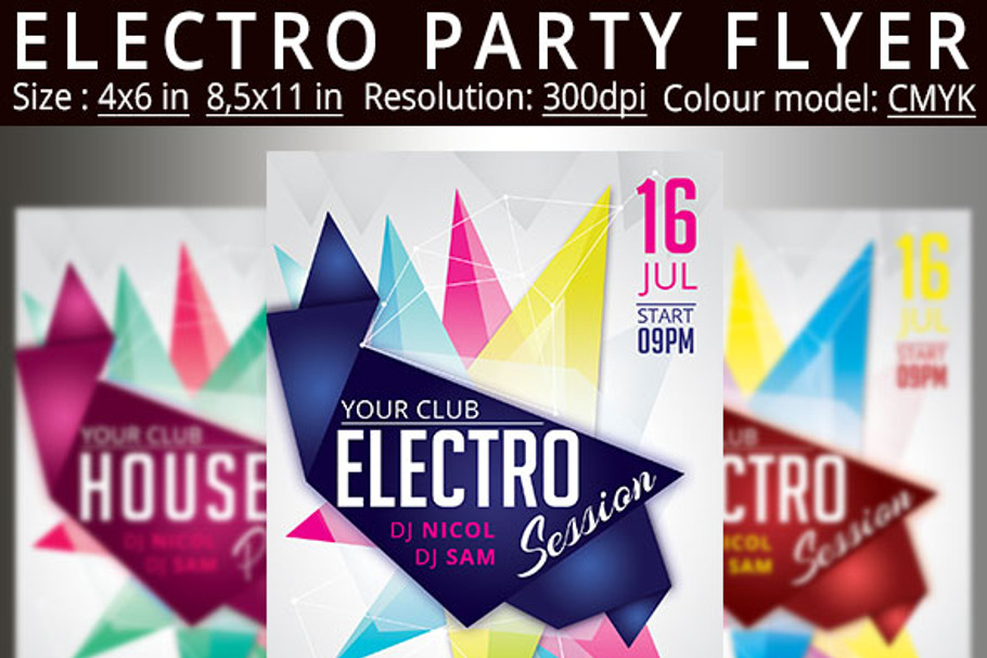 Electro House Party Flyer Poster in Flyer Templates - product preview 8